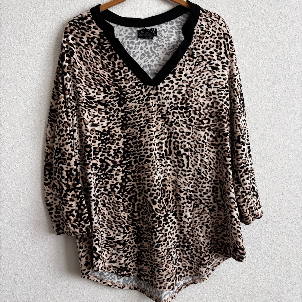 Say What? Brown and Tan Boxy 3/4 Sleeve Blouse